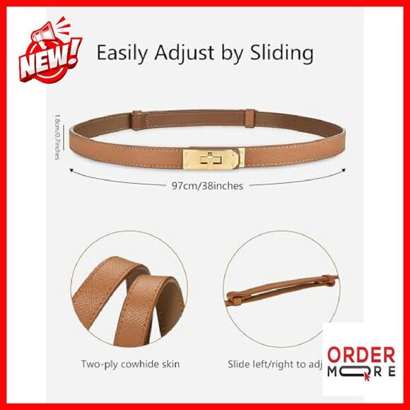 Skinny Leather Belt with Adjustable Turn-Lock Buckle for Dresses Jeans main image 6